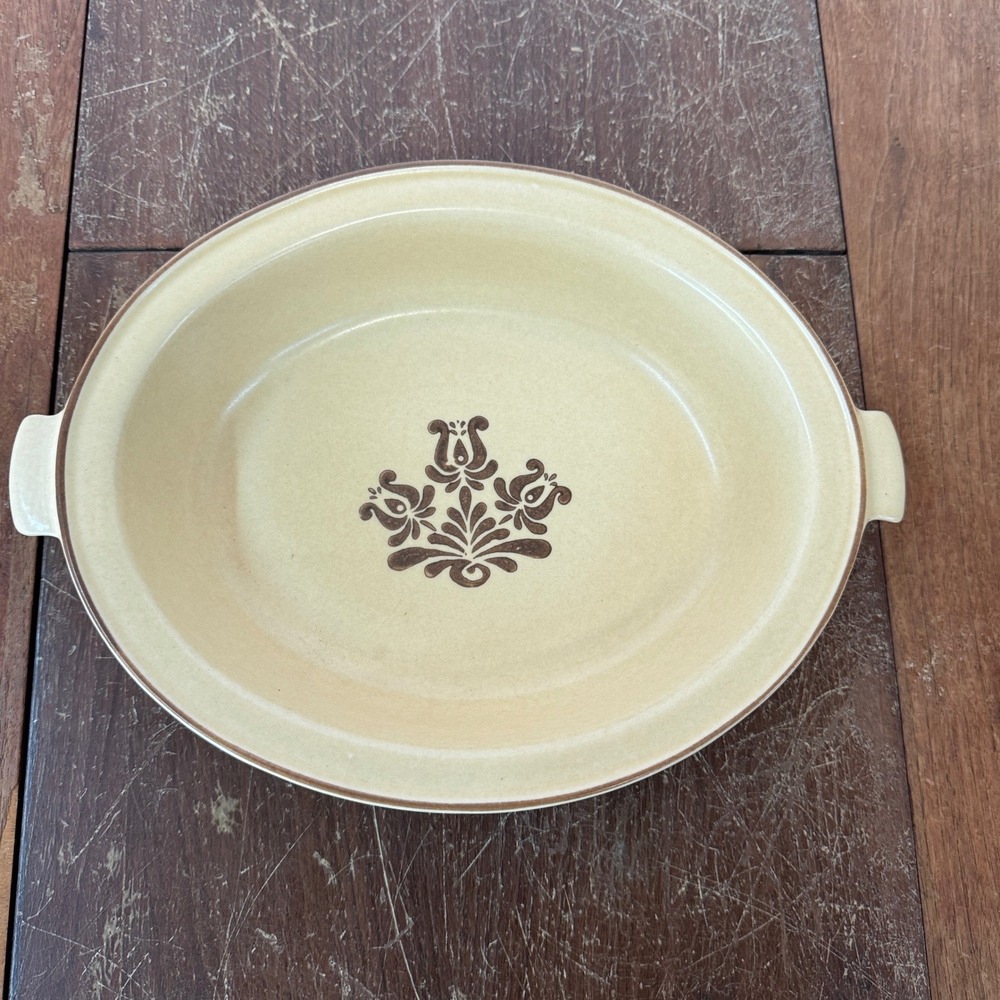 Pfaltzgraff Village 6-11 USA Oval‎ Baking Dish Casserole Tan Floral Stoneware